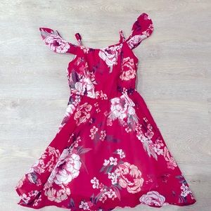 Super cute red flower little girl dress - size 5/6